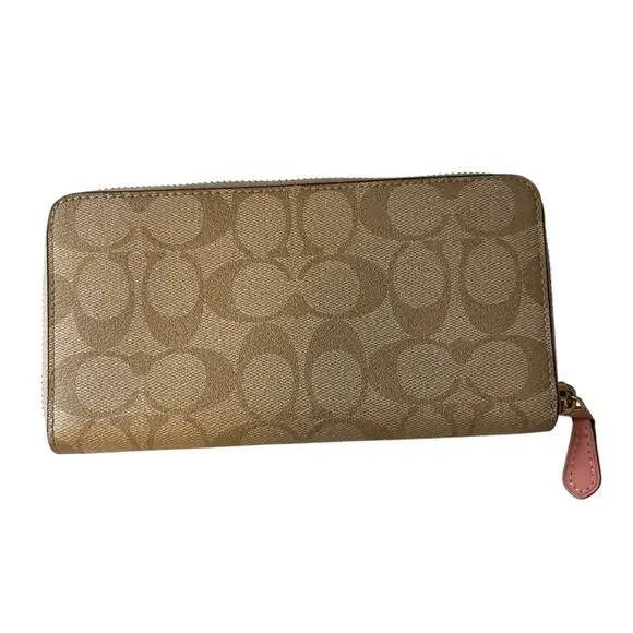 Disney X Coach Accordion Zip Wallet In Signature Canvas With Patches Cinderella